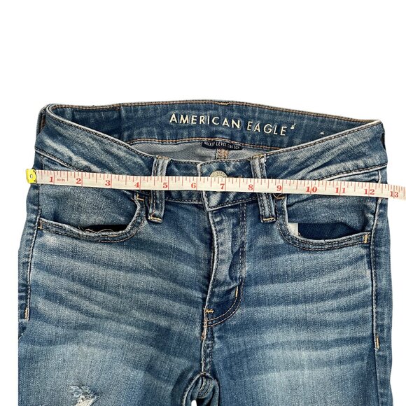 American Eagle Women’s Size 2 Distressed Skinny Jeans Next Level Stretch Blue - Picture 3 of 12
